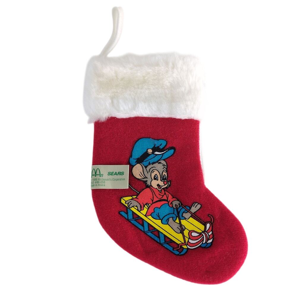 Vintage‎ 1986 An American Tail Fievel 7" Christmas Stocking McDonald's Sears